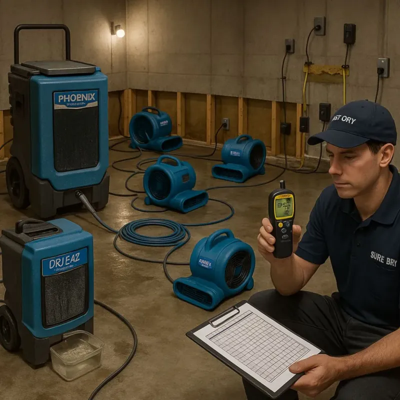 Structural Drying and Dehumidification process in Olivette, MO